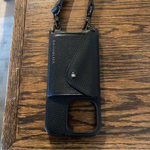 Bandolier - HAILEY Side Slot Leather Crossbody Bandolier in Black/Gold